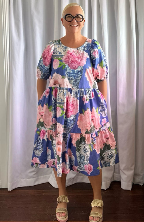 GOOD-TO-GO  Stella dress in Peony Vases  size 12